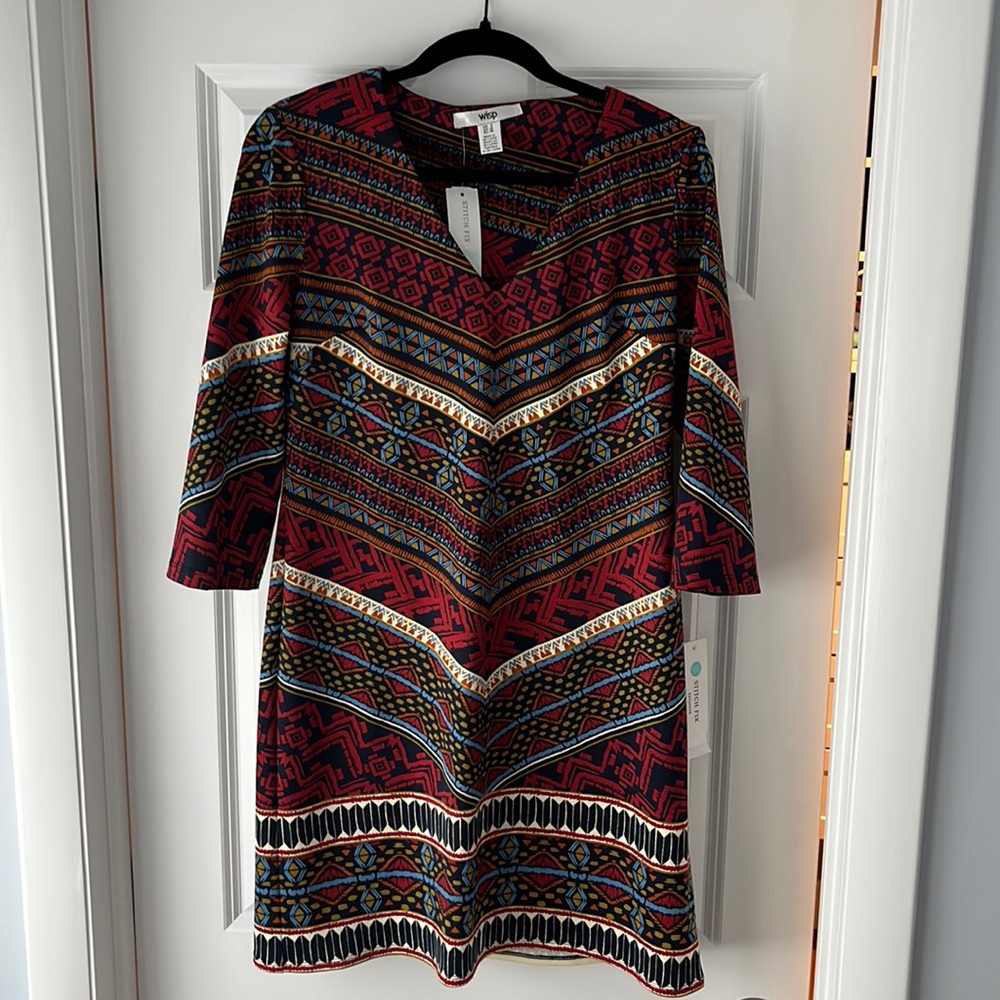Fit and flare Geometric Print Dress